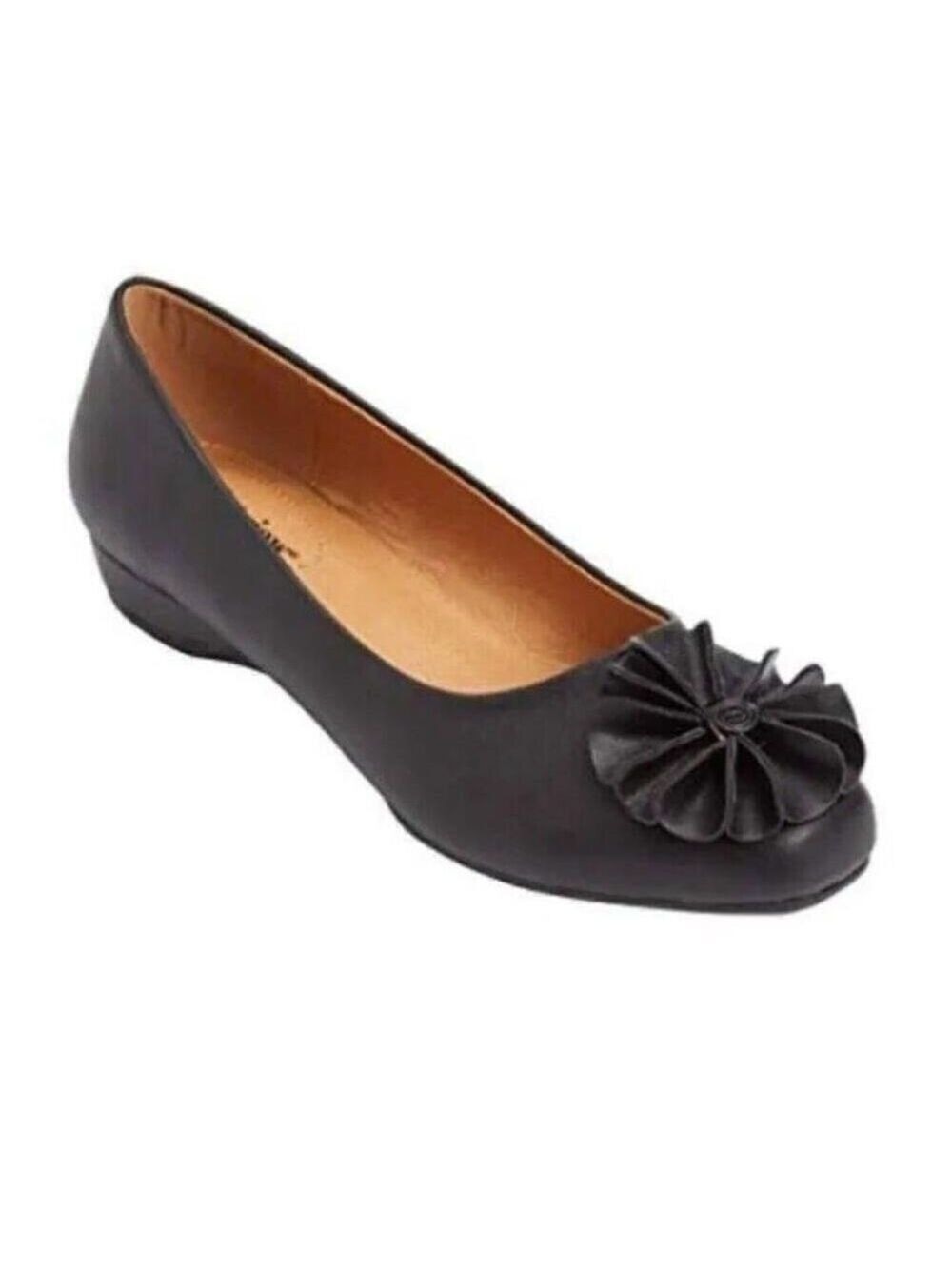 COMFORTVIEW Woman's Rhea Black Ballet Flat Slide On Shoe 9M